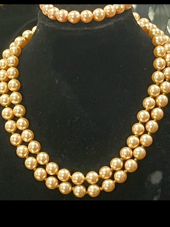 QVC Jewelry - Gold Simulated pearls necklace bracelet set statement jewelry ladies vintage qvc